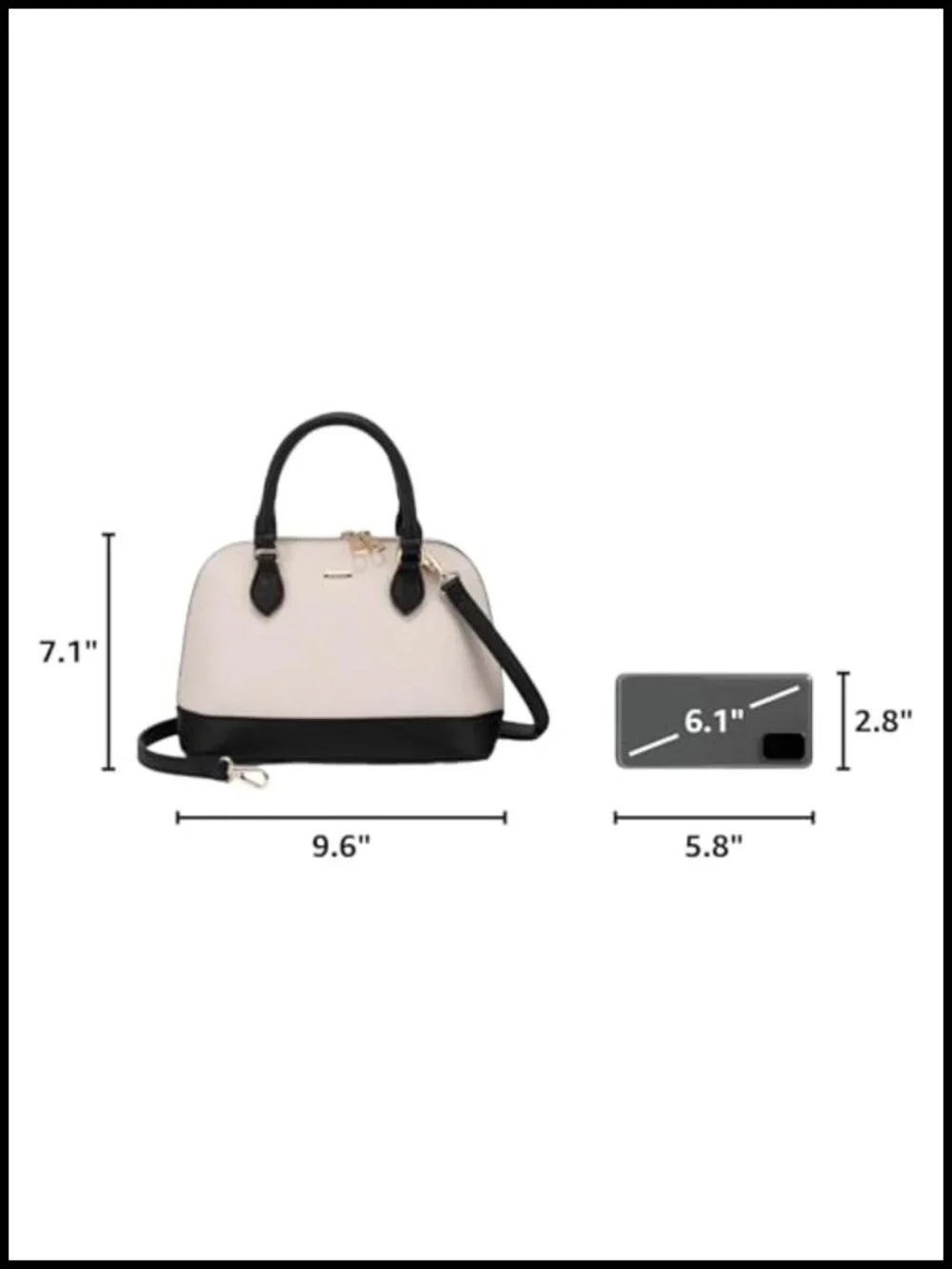 Faux Leather Crossbody Satchel Handbag with Double Zip